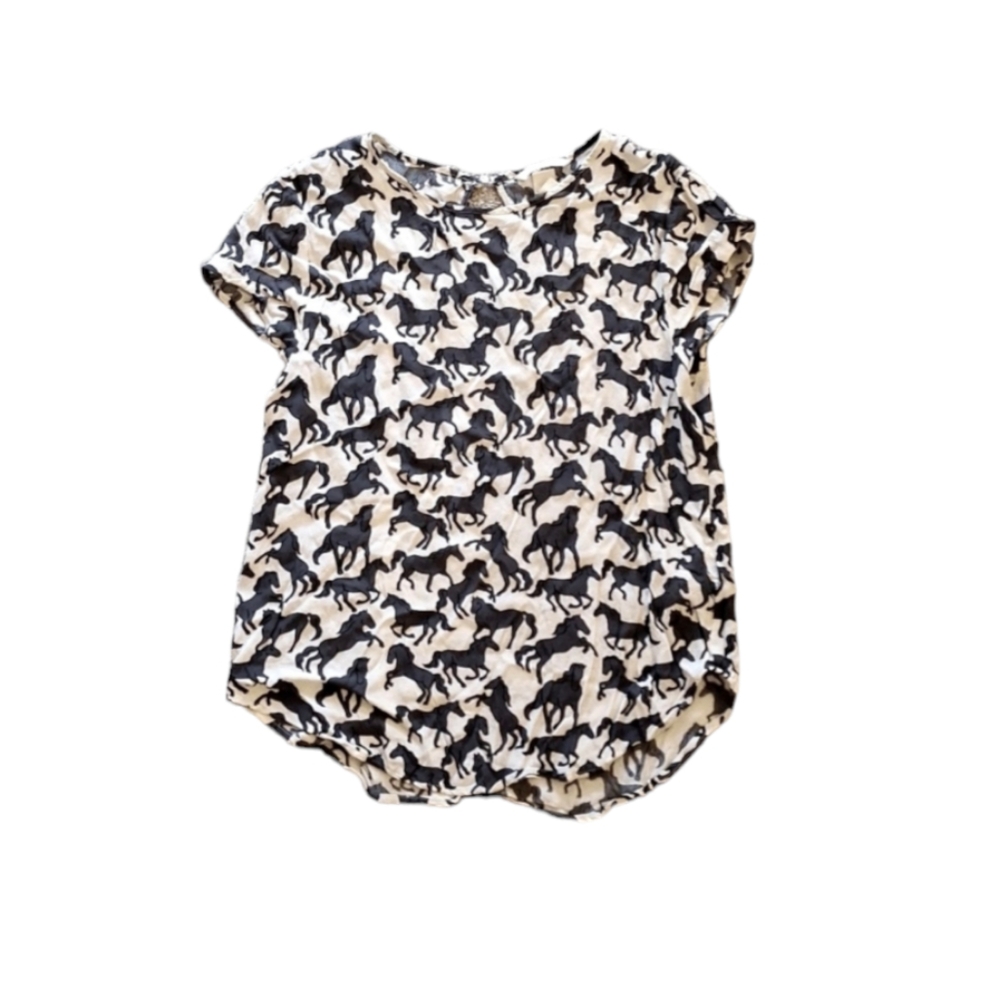 H&M Horse 🐎 Short Sleeve Blouse Women Size 6